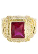 Ruby 10K Gold Mens Ring | 7.1 Grams