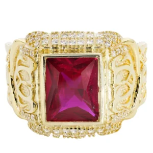 Ruby 10K Gold Mens Ring | 7.1 Grams